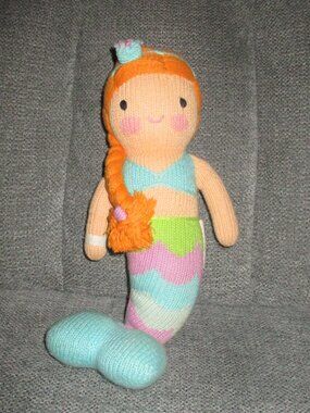 Cuddle & Kind Isla the Mermaid Plush handmade in Peru Orange Hair Knit Crochet